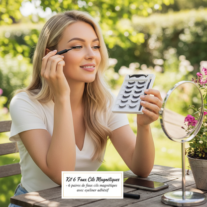 6 pairs of magnetic false eyelash sticky eyeliner pens, not easy to stain and leak, mixed with various eyelash lengths